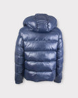 NAVY GLOSSY PUFFER JACKET - Aumille