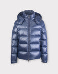 NAVY GLOSSY PUFFER JACKET - Aumille