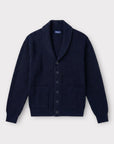 NAVY RIBBED CARDIGAN - Aumille
