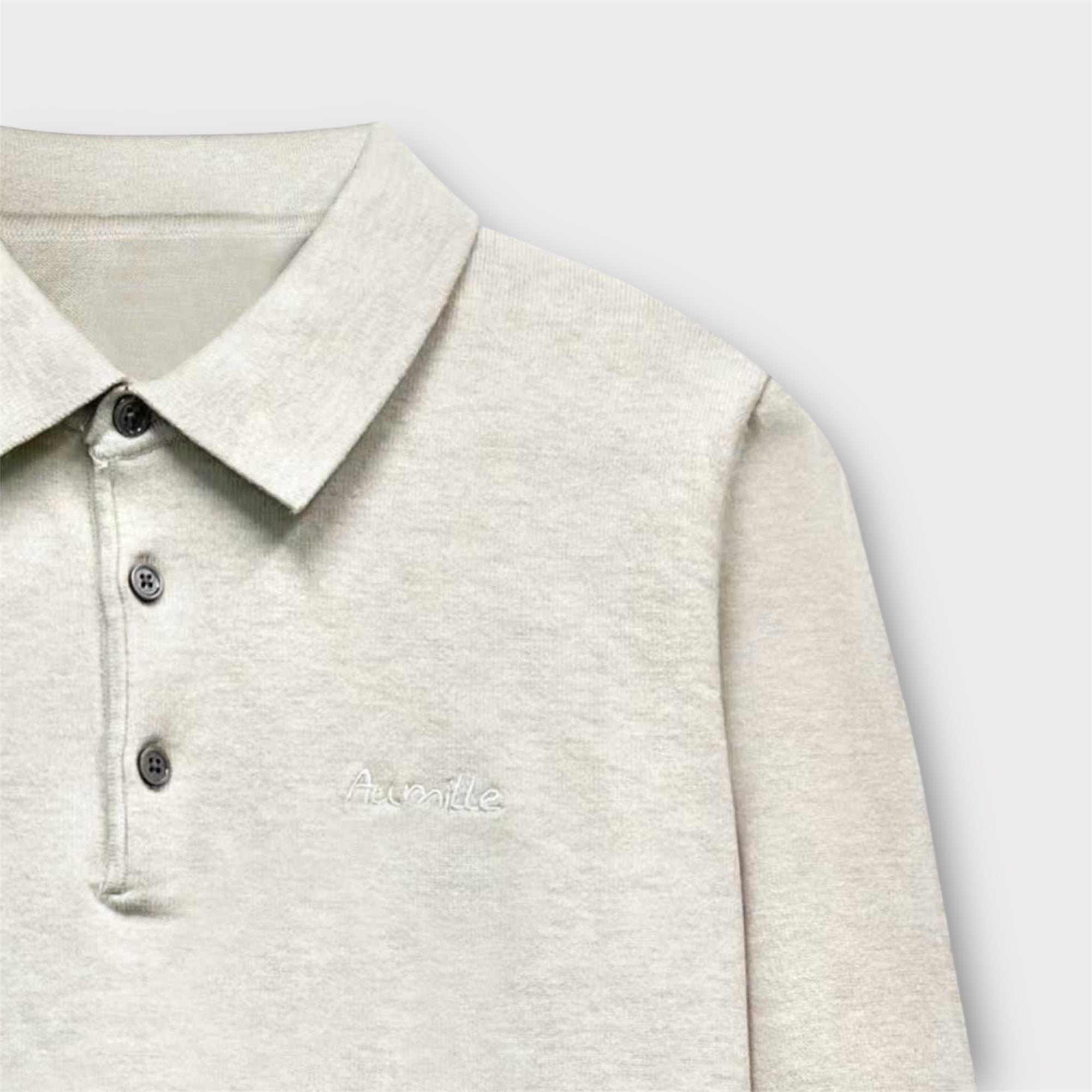 BEIGE LONGSLEEVE POLO - Aumille