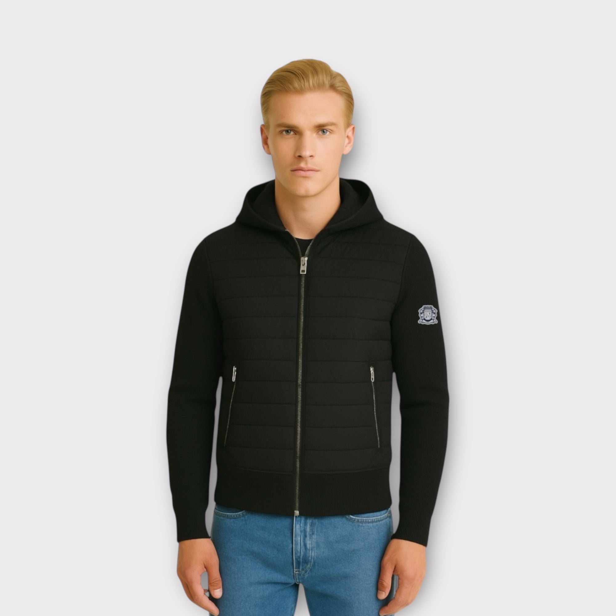 BLACK HOODED CARDIGAN - Aumille