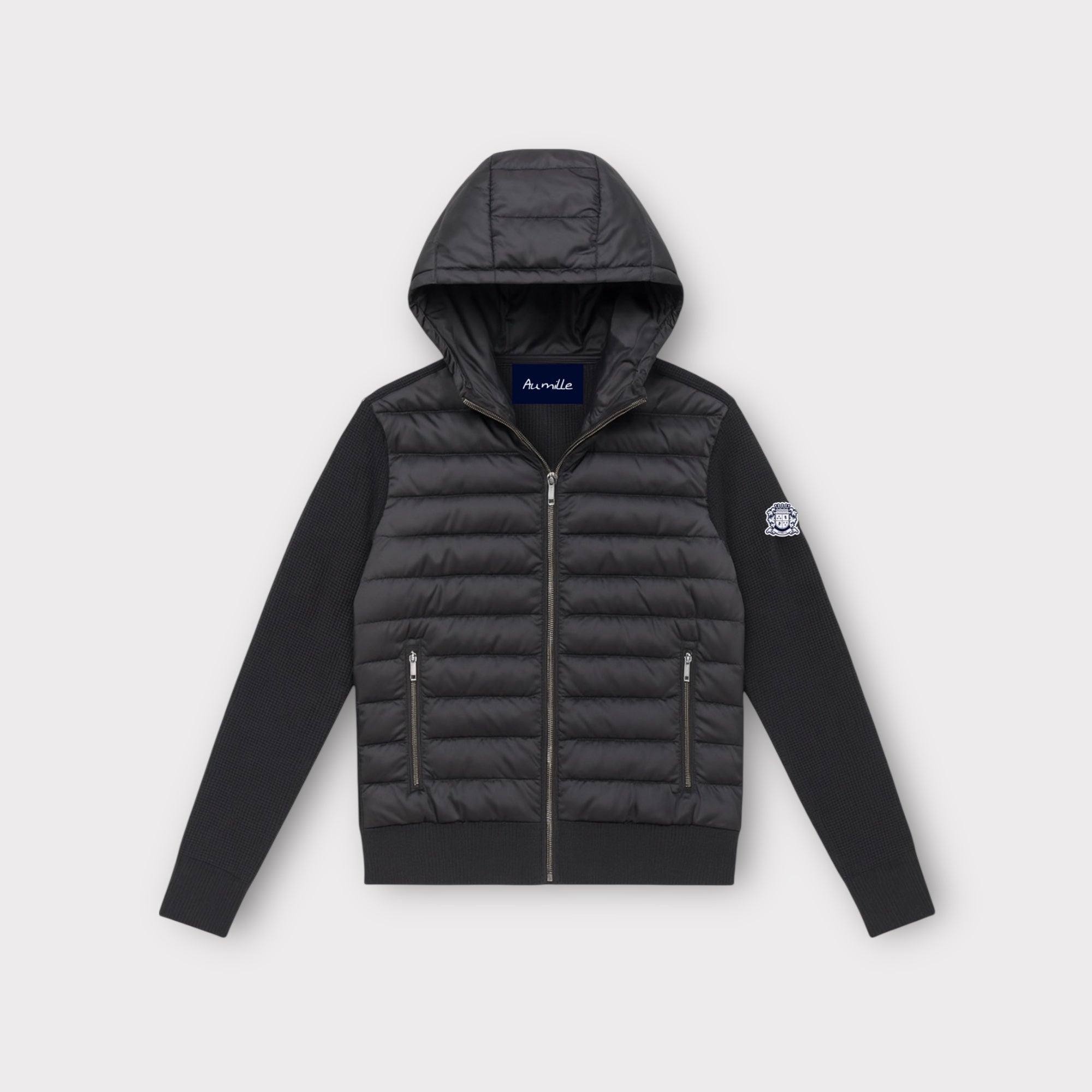 BLACK HOODED CARDIGAN - Aumille