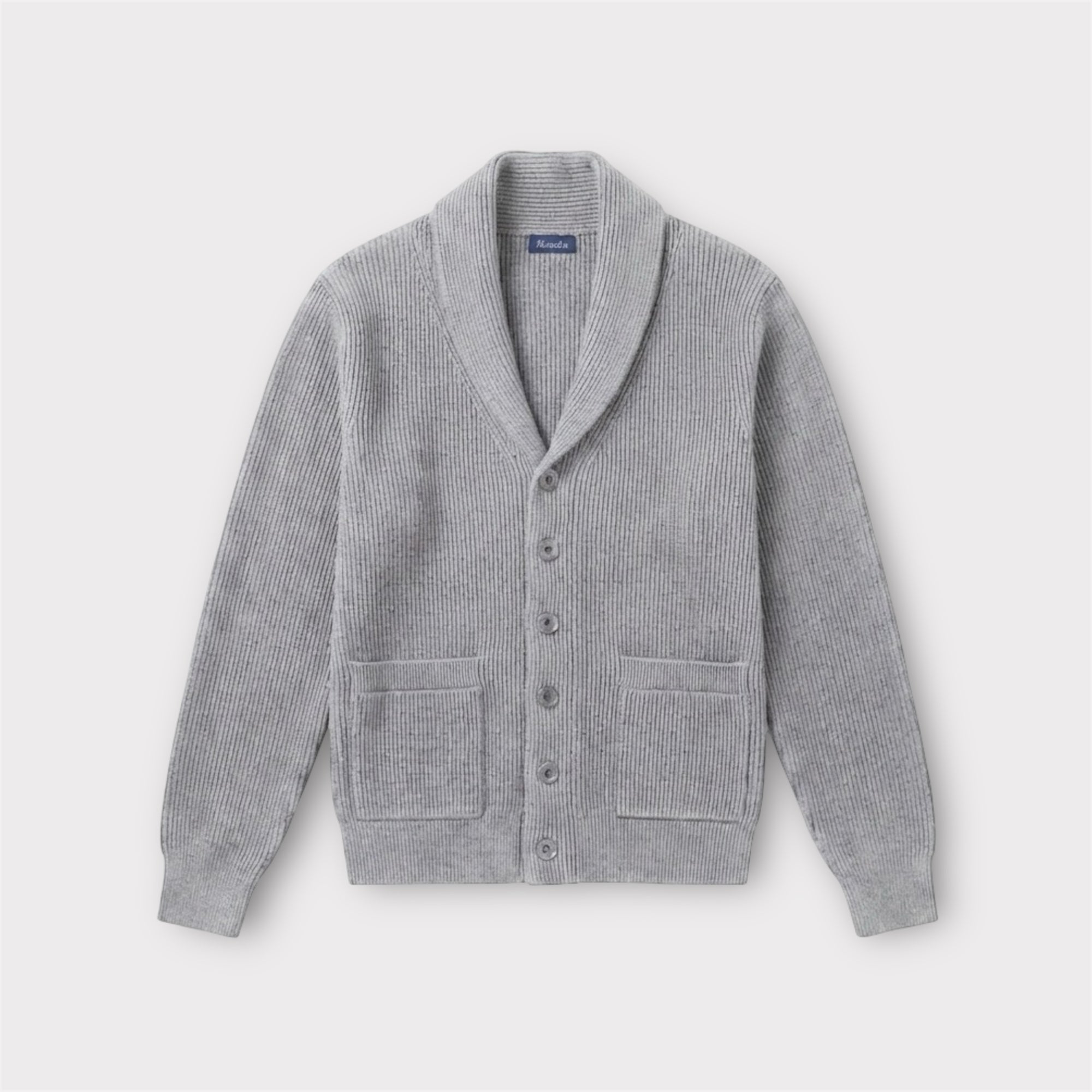 GREY RIBBED CARDIGAN - Aumille