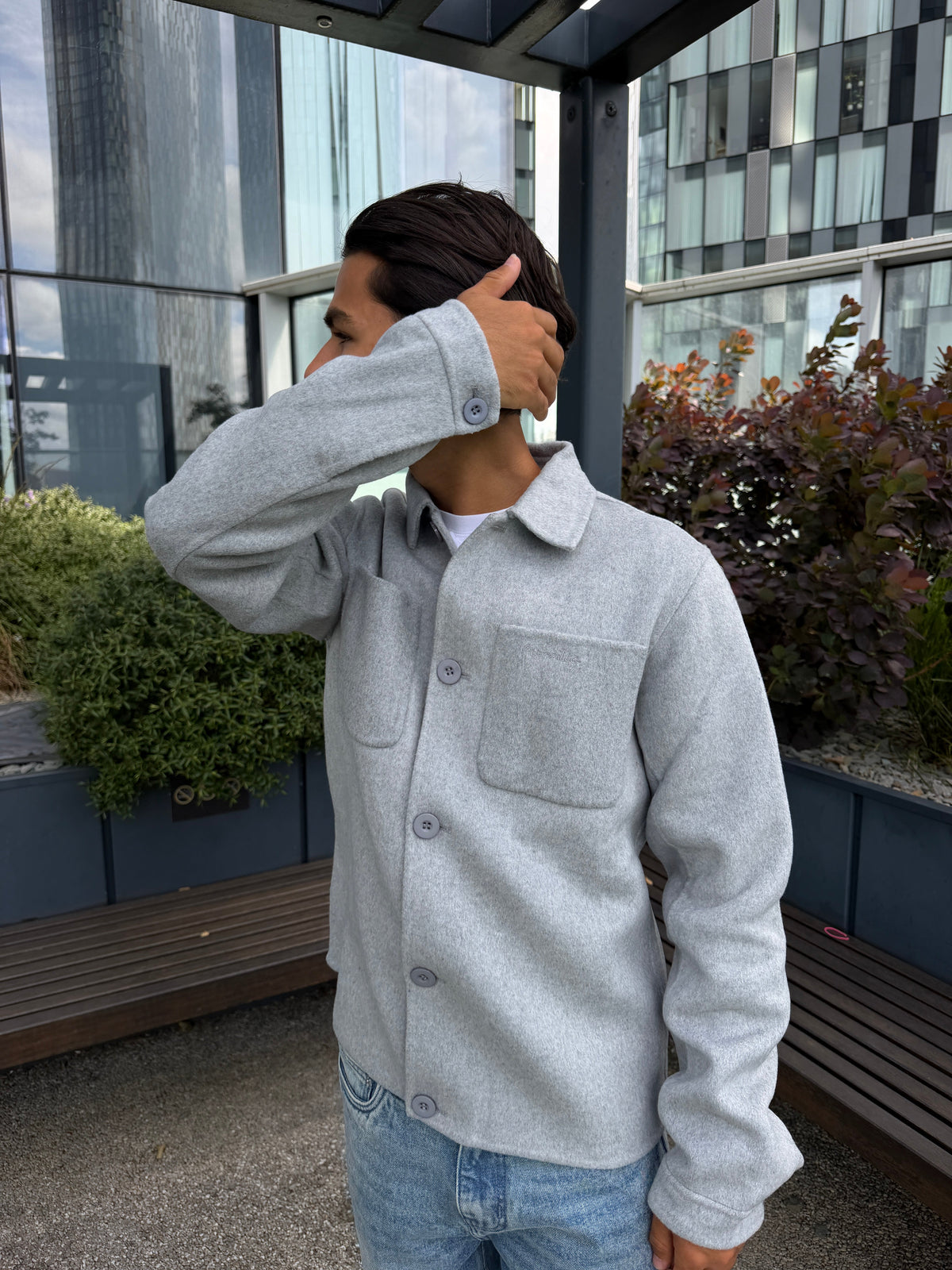 GREY WOOL OVERSHIRT - Aumille