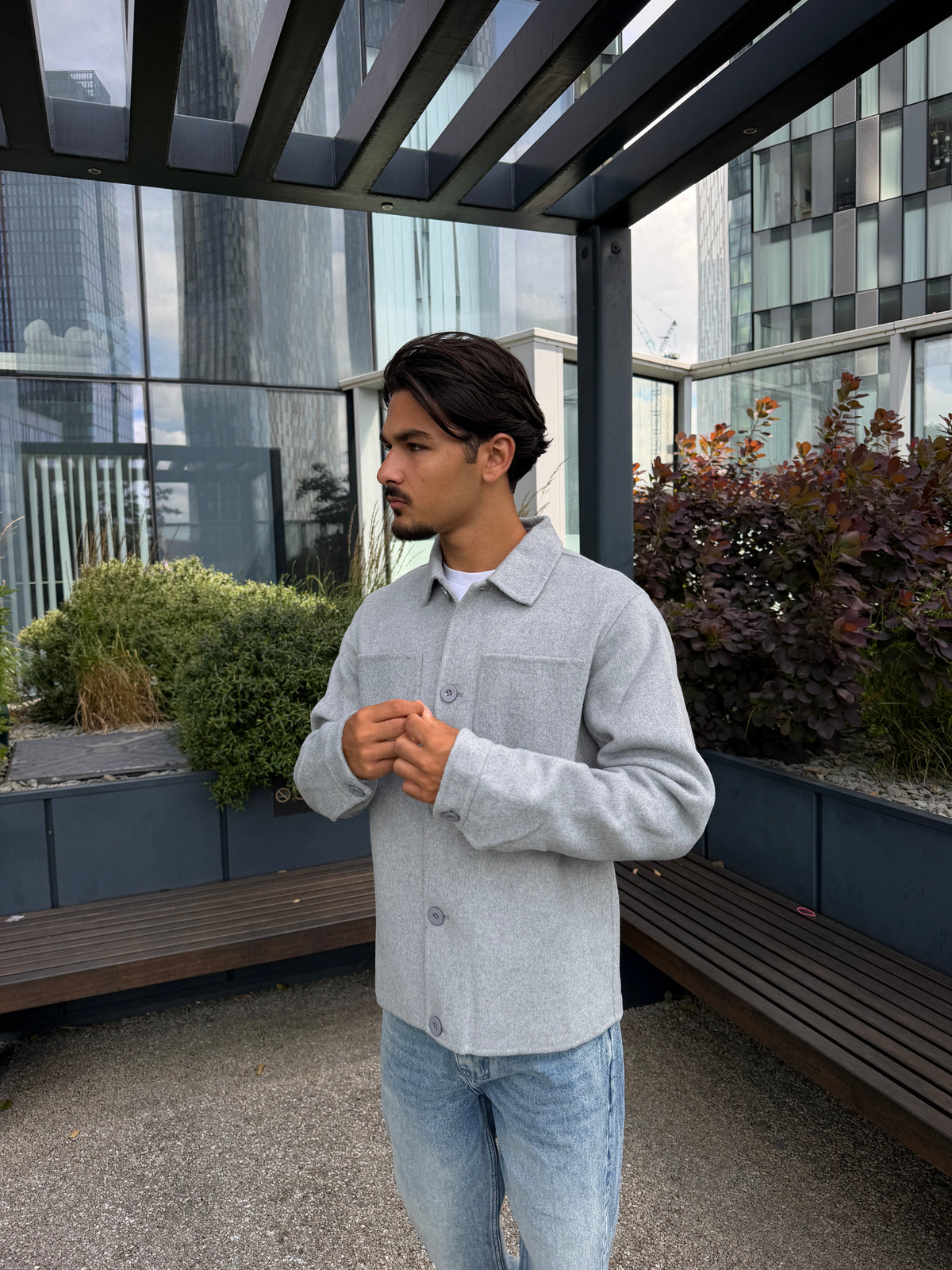 GREY WOOL OVERSHIRT - Aumille