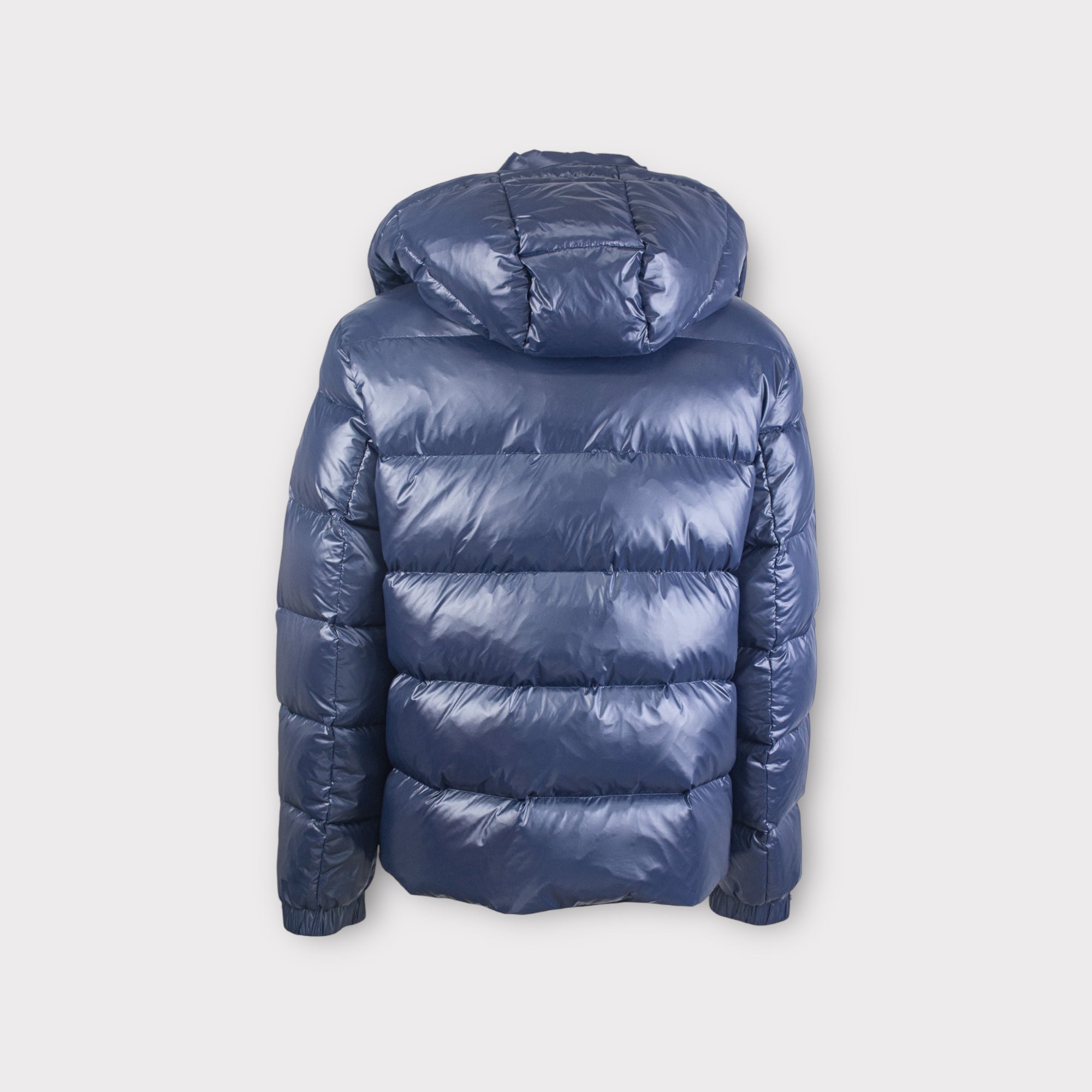 NAVY GLOSSY PUFFER JACKET - Aumille
