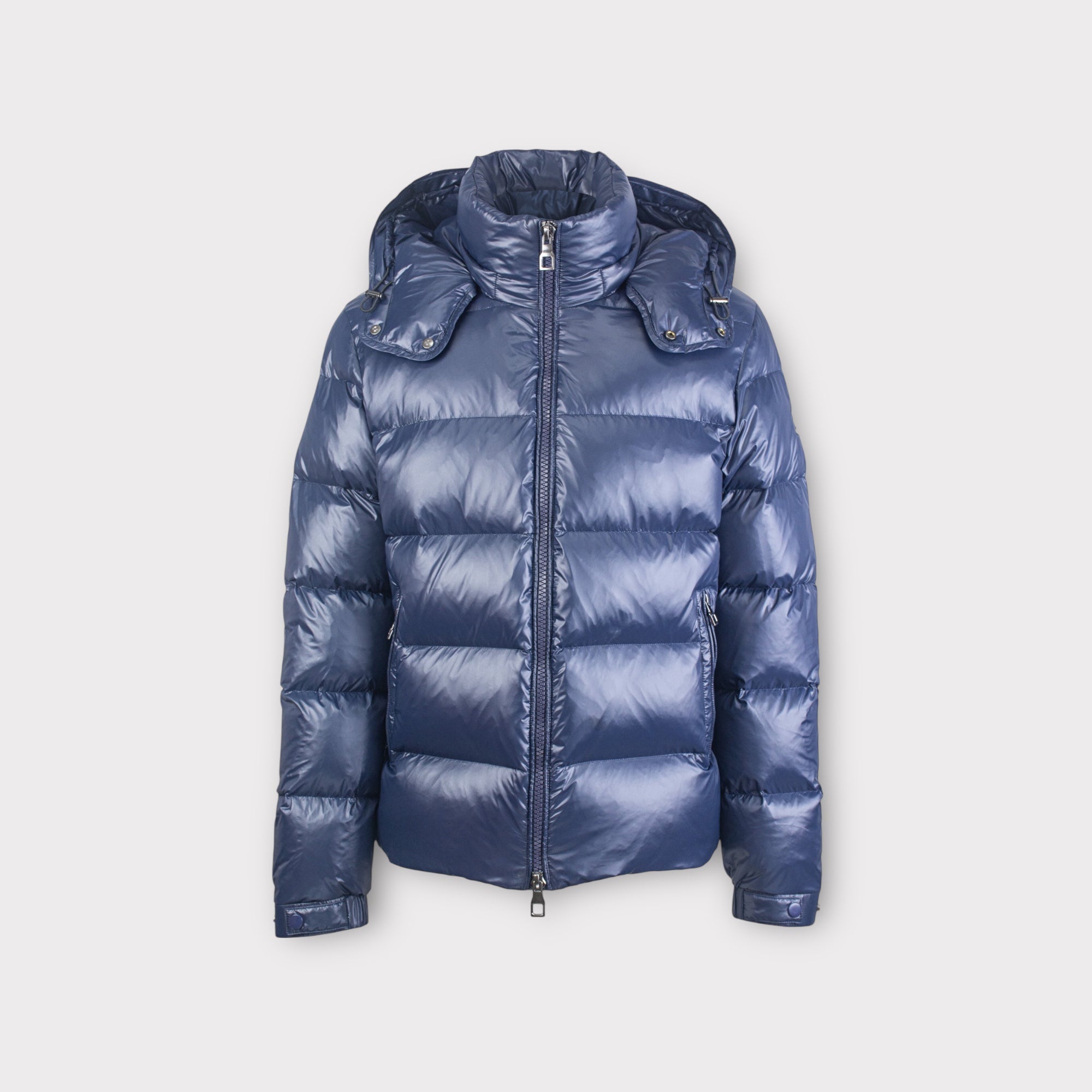 NAVY GLOSSY PUFFER JACKET - Aumille