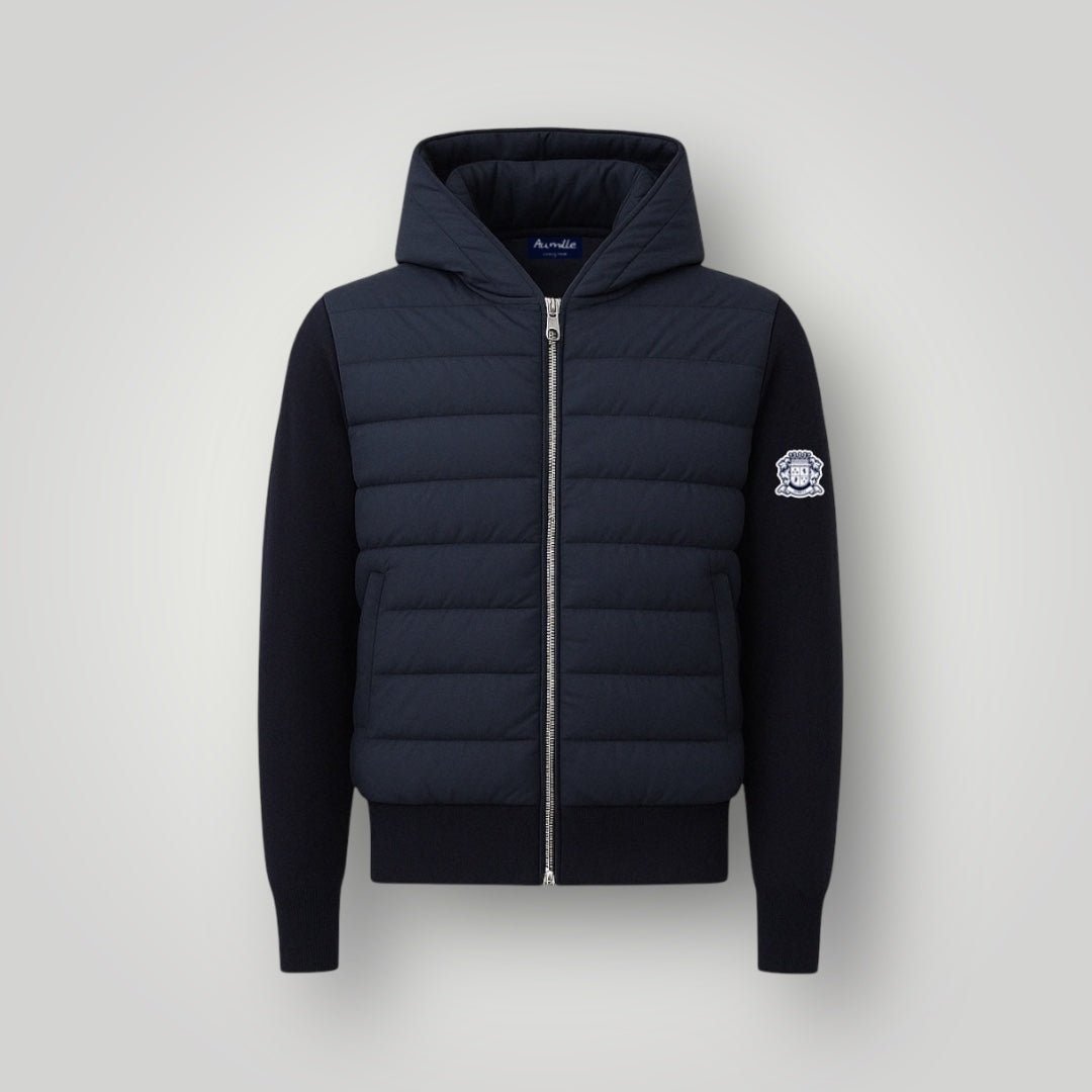 NAVY HOODED CARDIGAN - Aumille