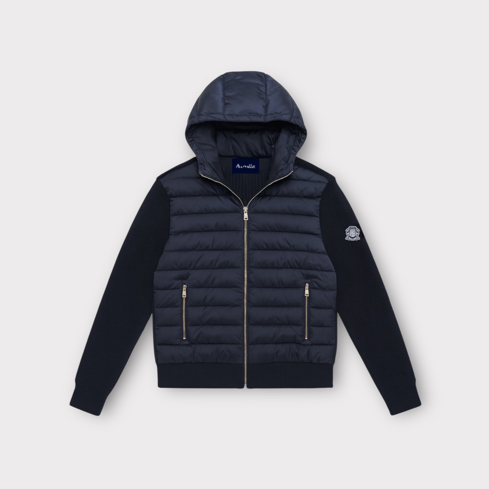 NAVY HOODED CARDIGAN - Aumille