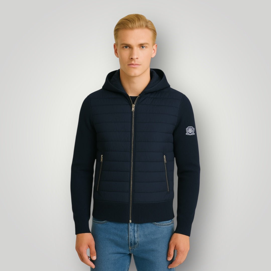 NAVY HOODED CARDIGAN - Aumille