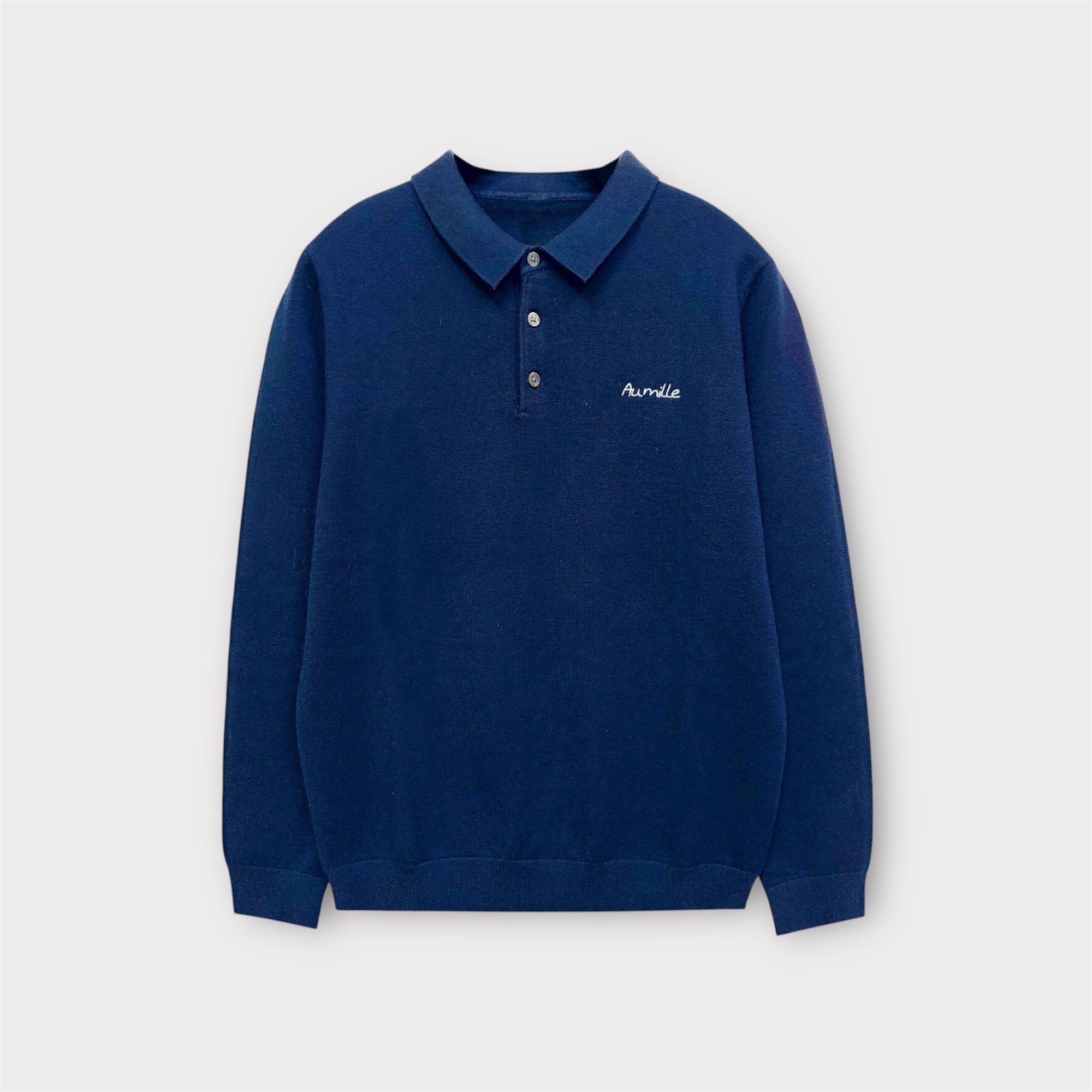 NAVY LONGSLEEVE POLO - Aumille