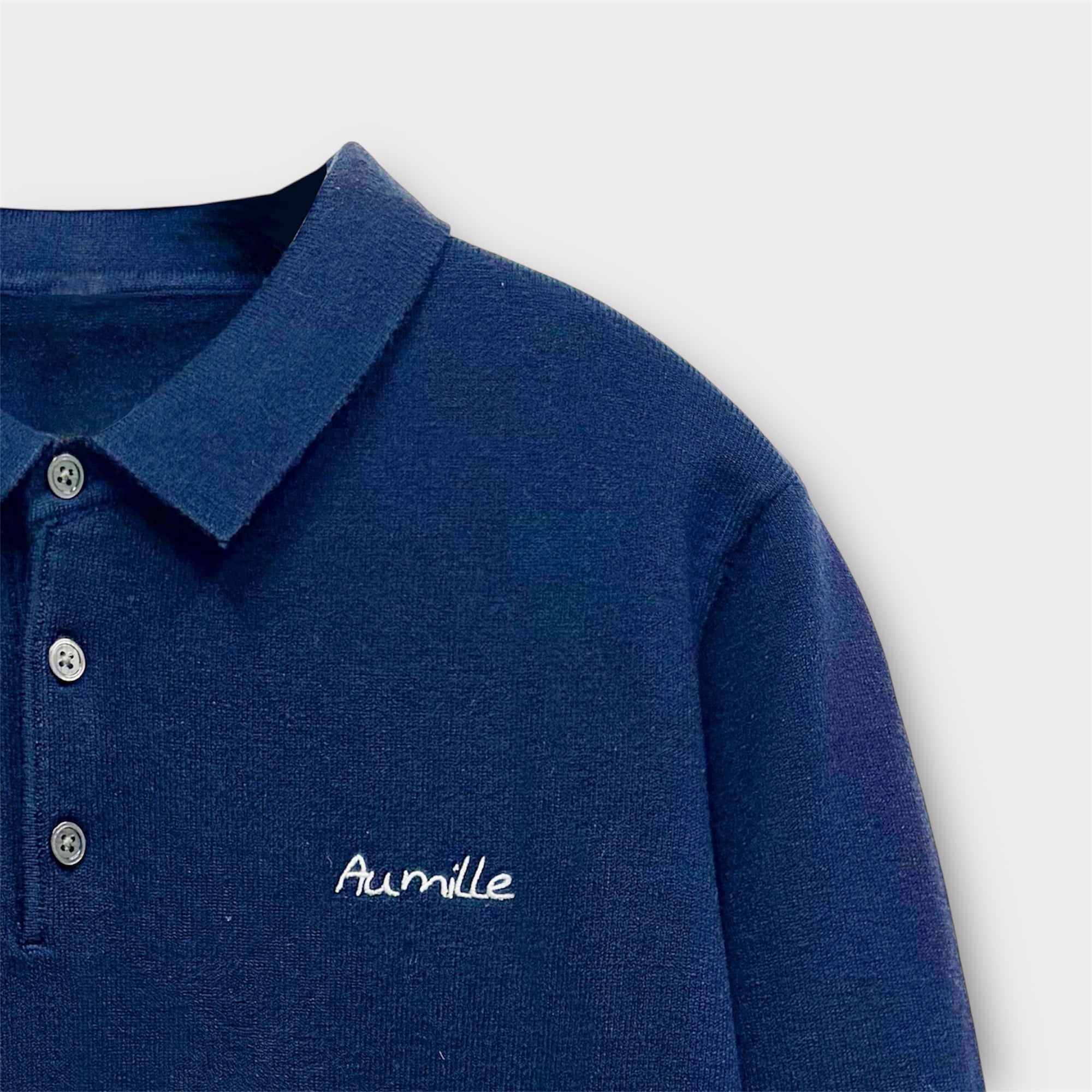 NAVY LONGSLEEVE POLO - Aumille