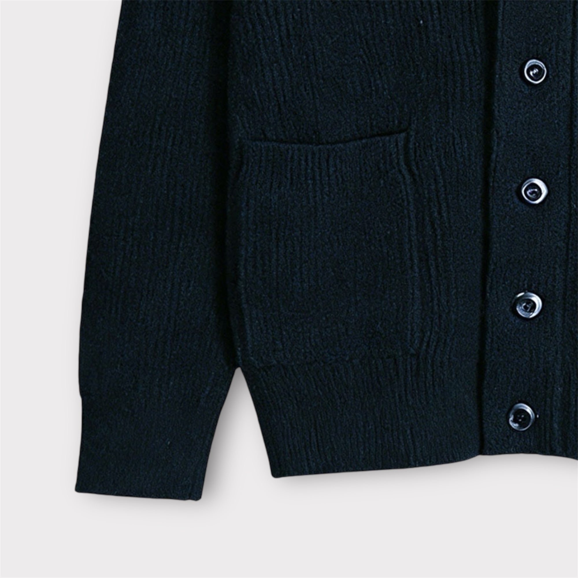 NAVY RIBBED CARDIGAN - Aumille