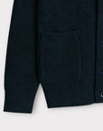 NAVY RIBBED CARDIGAN - Aumille