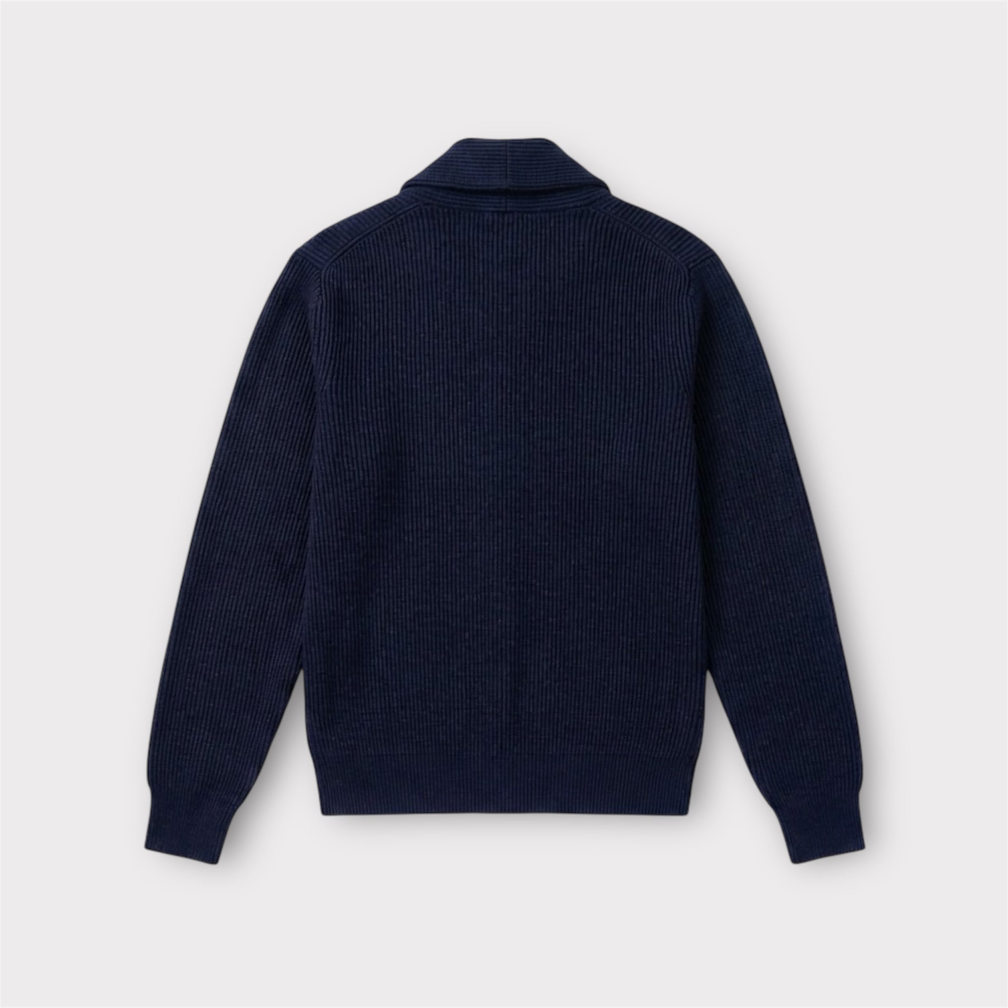NAVY RIBBED CARDIGAN - Aumille