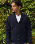 NAVY RIBBED CARDIGAN - Aumille